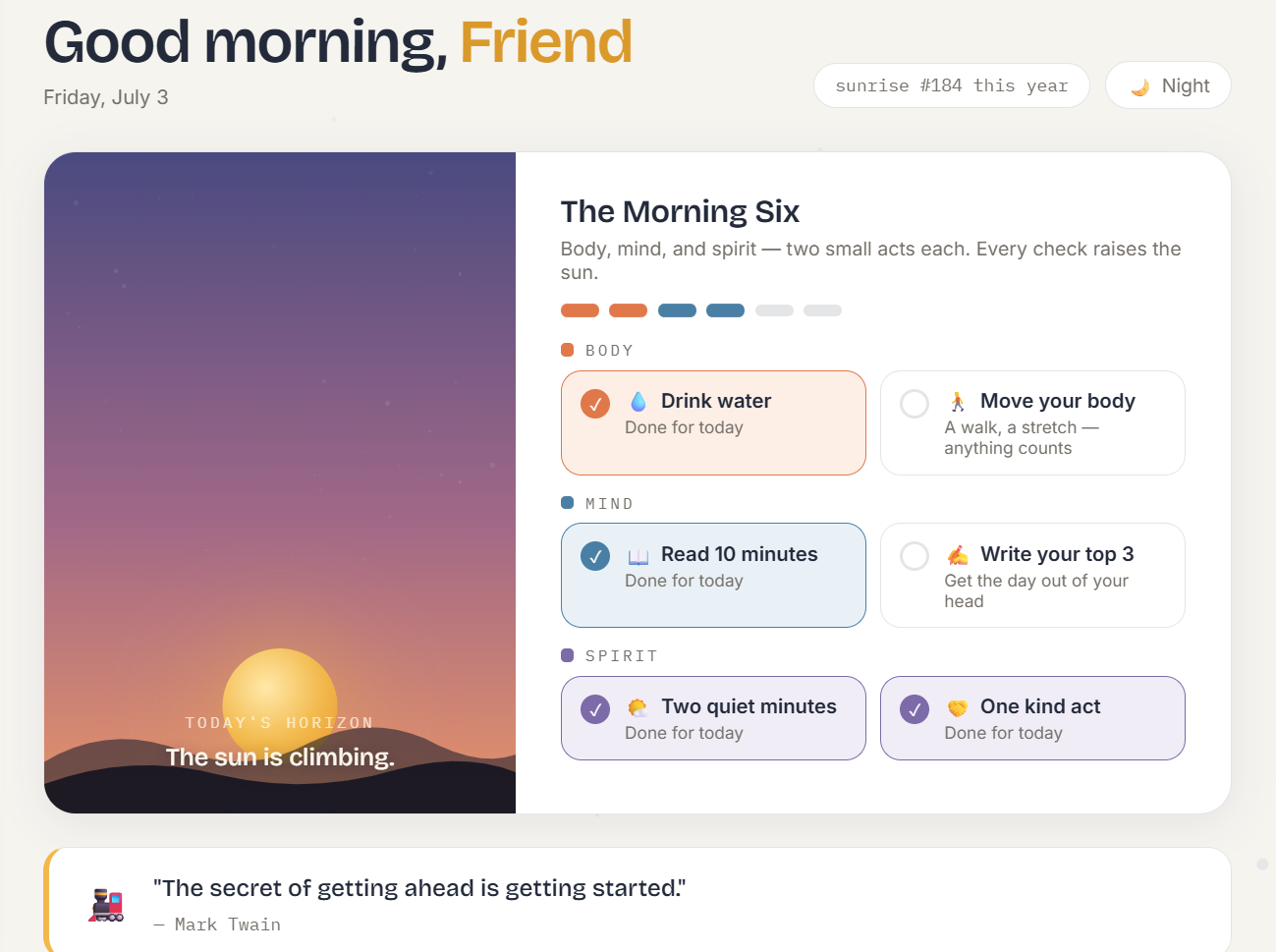Example web page created in a workshop